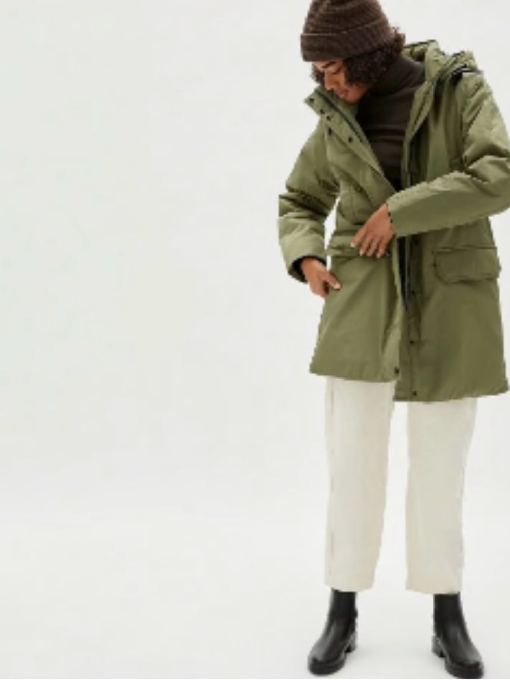EVERLANE The Renew Military Parka Puffer Coat Size: Medium Color: Military Green